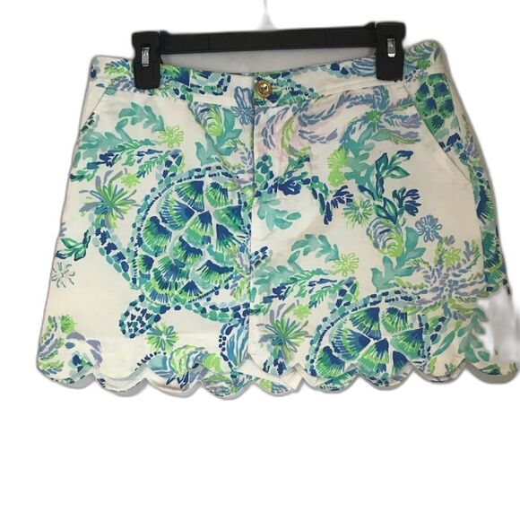 Lilly Pulitzer Colette Skort Size 4 Scalloped Hem Island Ride Green & White - Picture 10 of 10